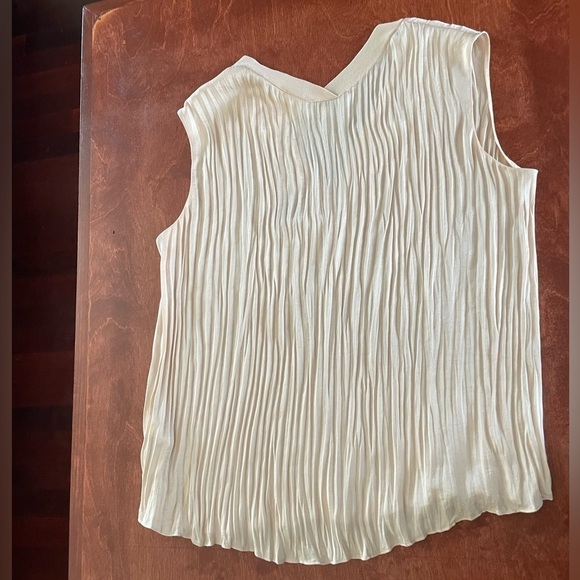 VINCE. Pleated Blouse Women’s S/P Sleeveless Silk Top V neck Dusty Rose NWT $295 - Picture 6 of 10